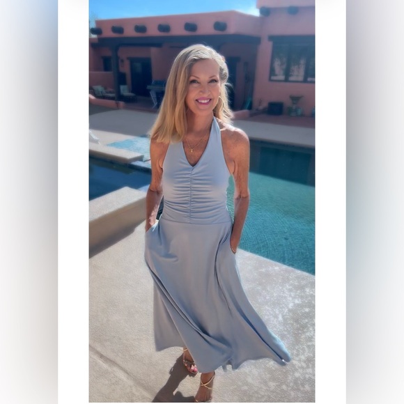 NWT BLUE HALTER MAXI DRESS-S - Picture 10 of 15